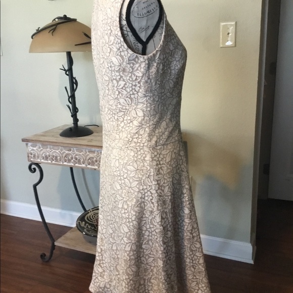 Taupe with ivory lace, casual or formal - Picture 3 of 5